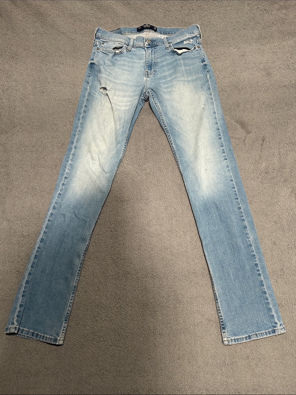 Hollister 30x34 Light Wash Men's Straight Leg Jeans - Blue